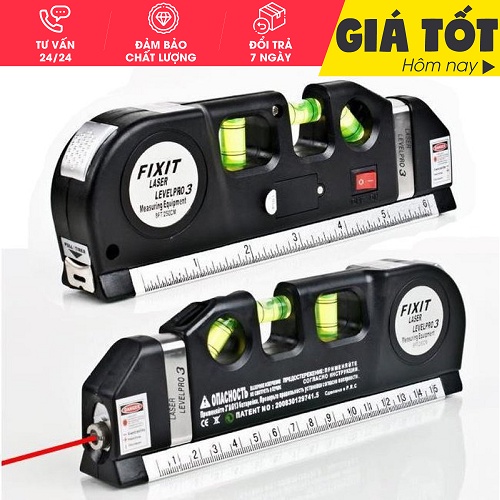 Thước Thủy Nivo Cân Mực Laser Đa Năng F2018 Fixit Laser Levelpro3 2 Tia Dọc Ngang + Tặng Kèm 3 Viên Pin