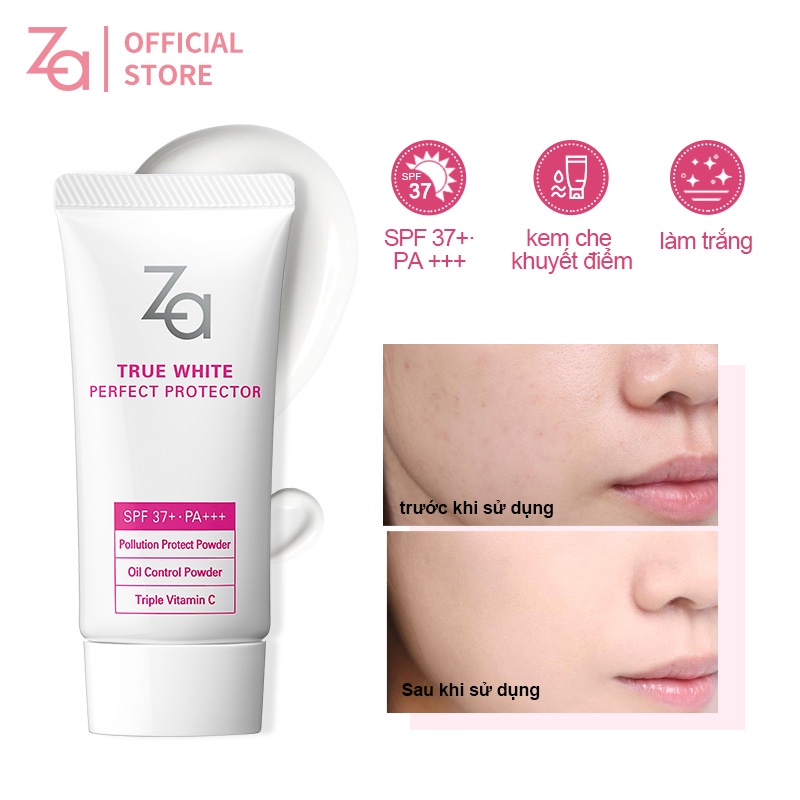 Kem lót trang điểm ZA BB chống nắng SPF 37 PA++ dưỡng trắng sáng da kiềm dầu đa năng 30g