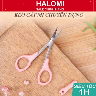 Kéo cắt mi mắt đầu cong HALOMI chuyên dụng cho makeup cắt tỉa lông mi bằng thép siêu bền an toàn [ FREESHIP ]