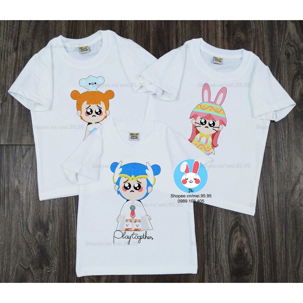 Áo thun Play Together giá rẻ - Mẫu TRUZ, Bong bóng xà phòng, Trứng phục sinh - Hình in sắc nét cute