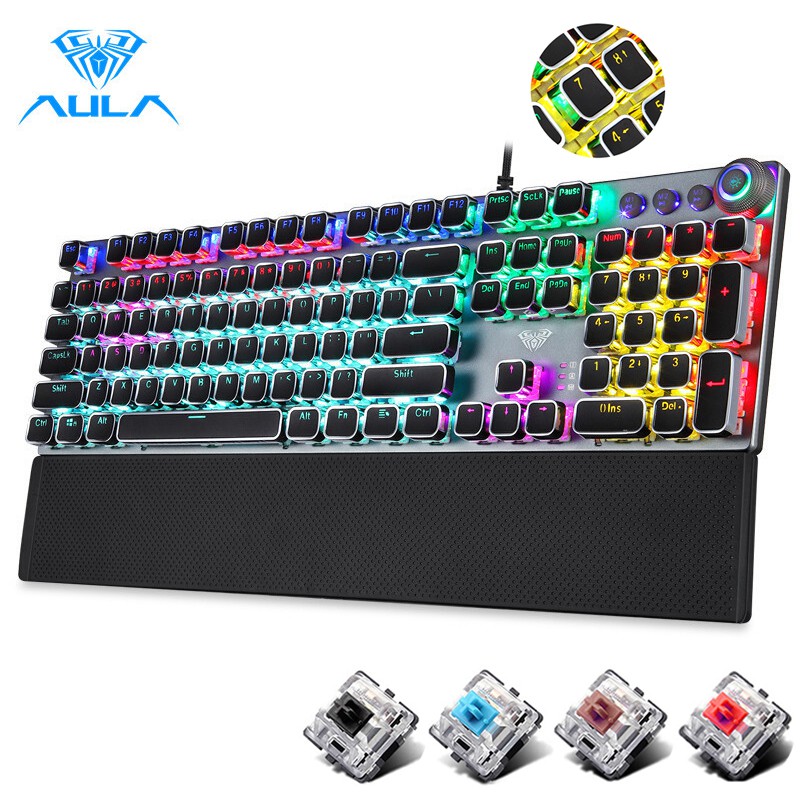 Bàn Phím Cơ Gaming Aula F2088 104 Có Dây & Đèn Nền Cho Pc / Laptop