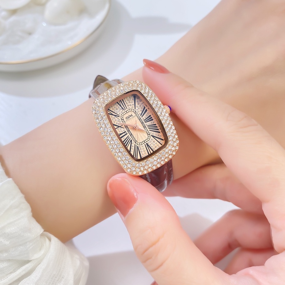 Đồng Hồ nữ OPK  Đeo Tay Mặt Vuông Phản Quang Chống Thấm Nước 8616