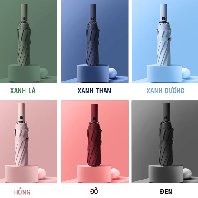 Ô dù tự động gấp mở 2 chiều 8 nan nhỏ gọn, ô 12 nan cao cấp che nắng mưa hàng xuất Nhật sport