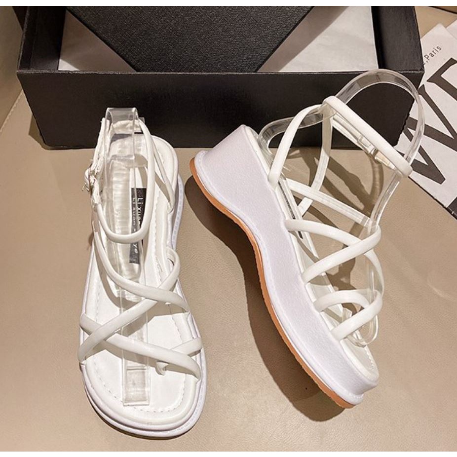 Giày sandal đế dày xỏ ngón dây mảnh phong cách Hàn Quốc cho nữ hàng đẹp - Mã S65