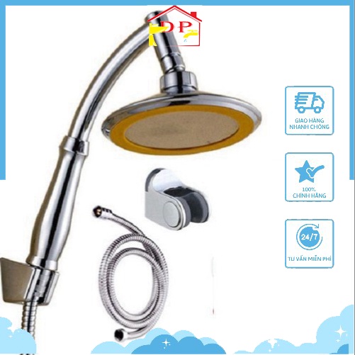 Vòi hoa sen tăng áp bản rộng cao cấp VHS04 bao gồm dây inox và đế cài