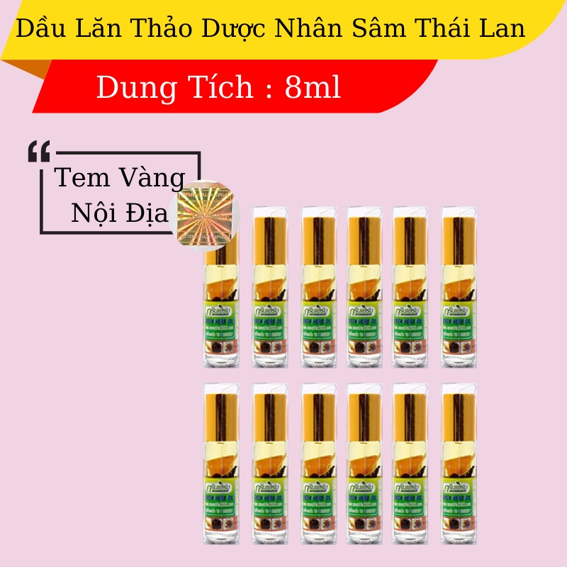 12 chai Dầu gió thảo dược nhân sâm Green Herb oil Thailand 8ml