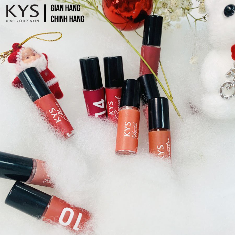 Son kem lì lâu trôi KYS Chocolate Matte Lipstick Đỏ Lạnh (phiên bản tester mini 0.8gr)