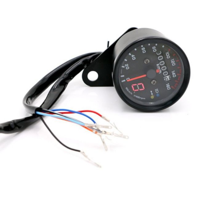 ĐỒNG HỒ CLASSIC ĐO KM CÓ 2 ĐÈN BÁO CHỨC NĂNG | HÀNG CAO CẤP CHUYÊN ĐỘ XE CAFERACER , TRACKER, BOBBER