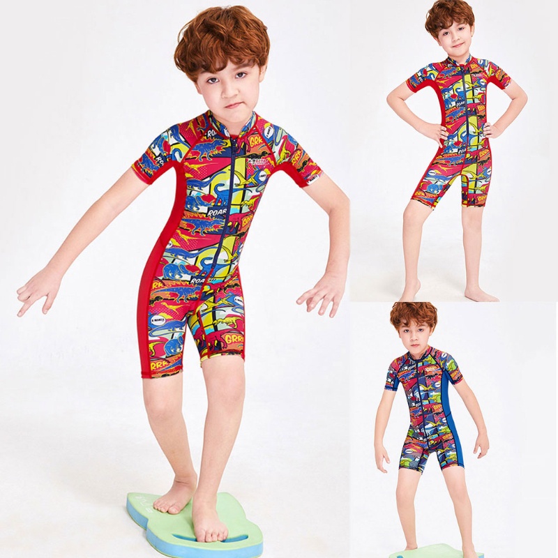 Bộ Đồ Bơi Một Mảnh Co Giãn Tay Ngắn Chống Nắng Dành Cho Bé Trai