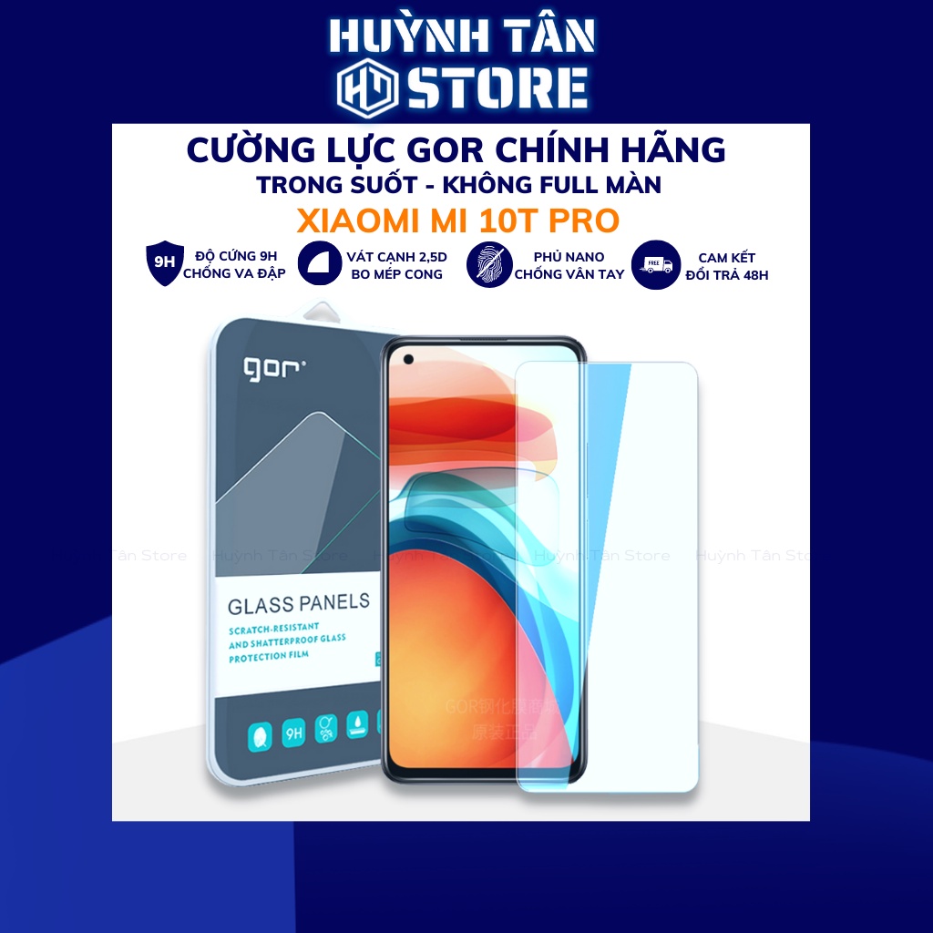Kính cường lực Xiaomi Mi 10T Pro trong suốt không full màn chính hãng GOR