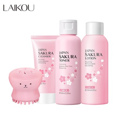 Bộ 4 Sản Phẩm Chăm Sóc Da Hoa Anh Đào LAIKOU 50g Hỗ Trợ Làm Sáng Da Tươi Mát