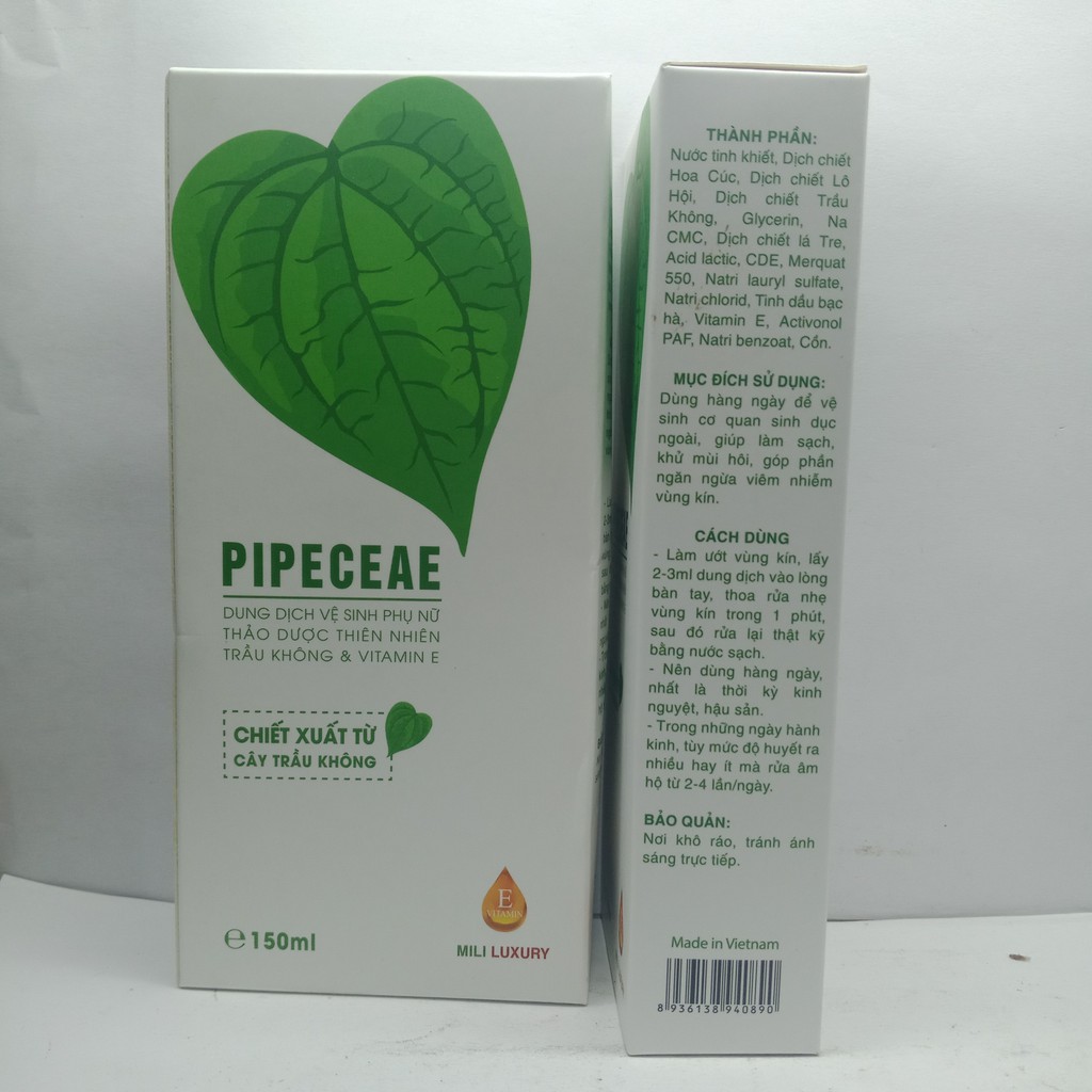 PIPECEAE Vệ sinh phụ nữ chiết xuất Trầu Không,Vitamin E