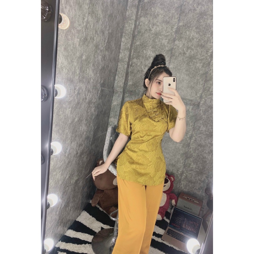 Đồ Lam Đi Chùa # Sẫm Gấm Cách Điệu# Quần Áo Nữ