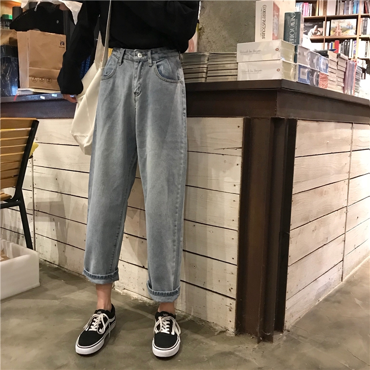 Quần jean lưng cao ống rộng phong cách Hàn Quốc dành cho nữ | BigBuy360 - bigbuy360.vn