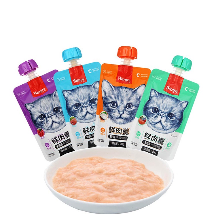 Súp thưởng pate wanpy nắp vặn cho mèo nhiều hương vị tươi ngon dễ bảo quản gói 90g