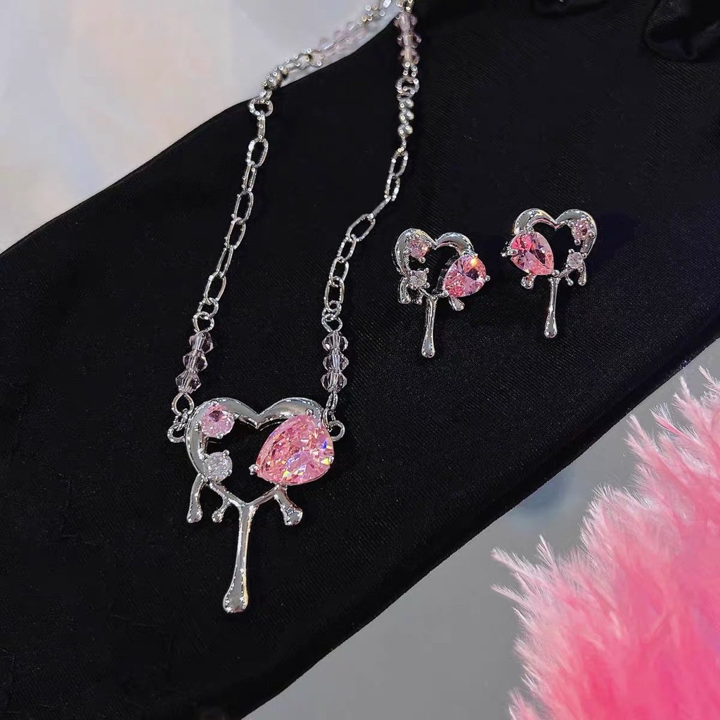 Vòng cổ Mạ Bạc 2K Mặt Hình Giọt Nước Đính Đá Pha Lê Thời Trang Cho Nữ