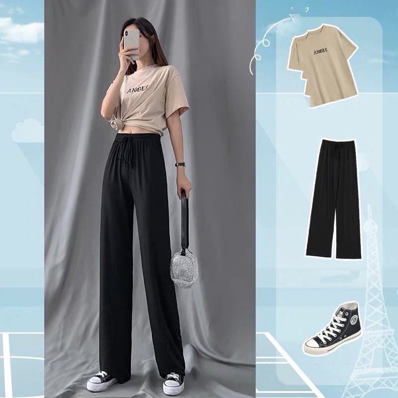 Quần ống rộng culottes vải tăm 95cm Amee fashion