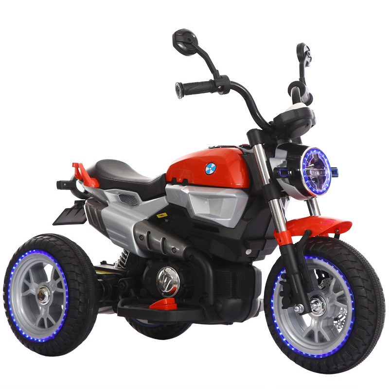 Xe máy điện 3 bánh BQ-8188 mô tô điện đạp ga cho bé 2 động cơ (Đỏ-Trắng-Xanh)
