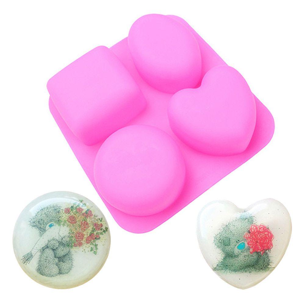 JANE Khuôn Silicone Làm Xà Phòng 3D Hình Trụ / Tròn / Trái Tim / Vuông