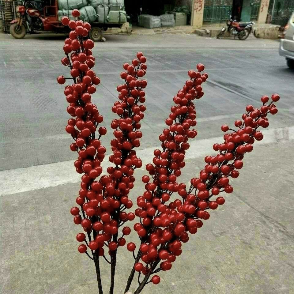 Cành ĐÀO ĐÔNG ĐỎ 12 nhánh dài 90cm (ẢNH THẬT - HÀNG ĐẸP), giá bán cho 1 cành, Cherry đỏ nhân tạo trang trí decor