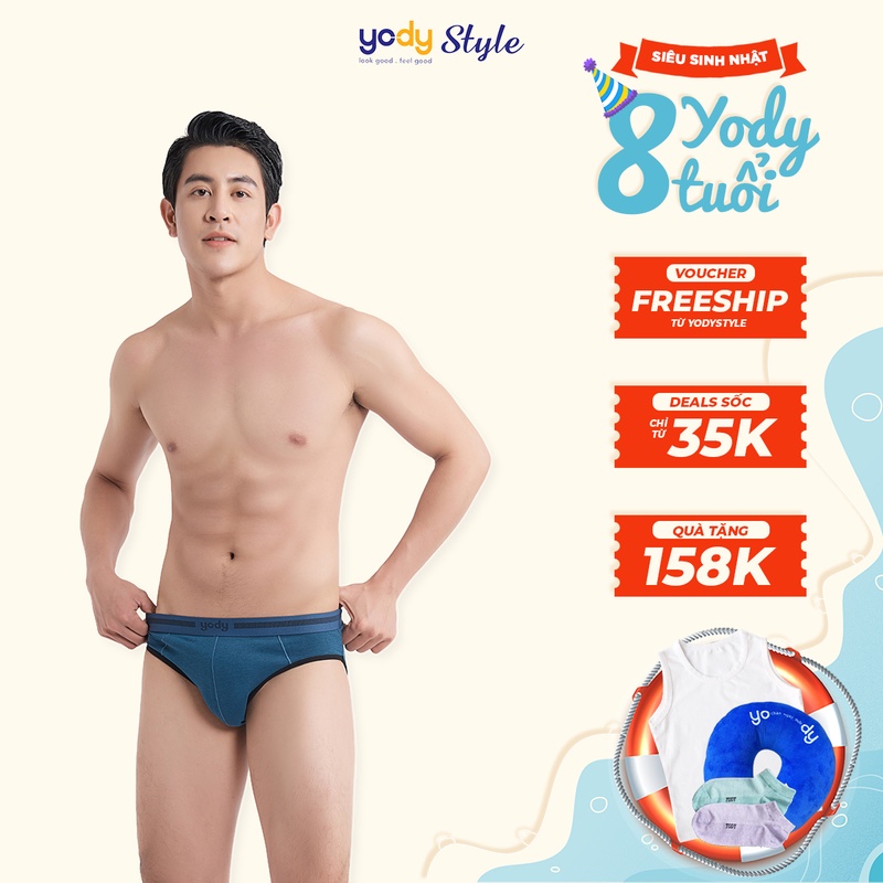 Combo 2 Quần sịp nam YODY, cặp quần tam giác, đôi quần lót nam Brief đẹp cạp cao co dãn 4 chiều cao cấp - QCM4009