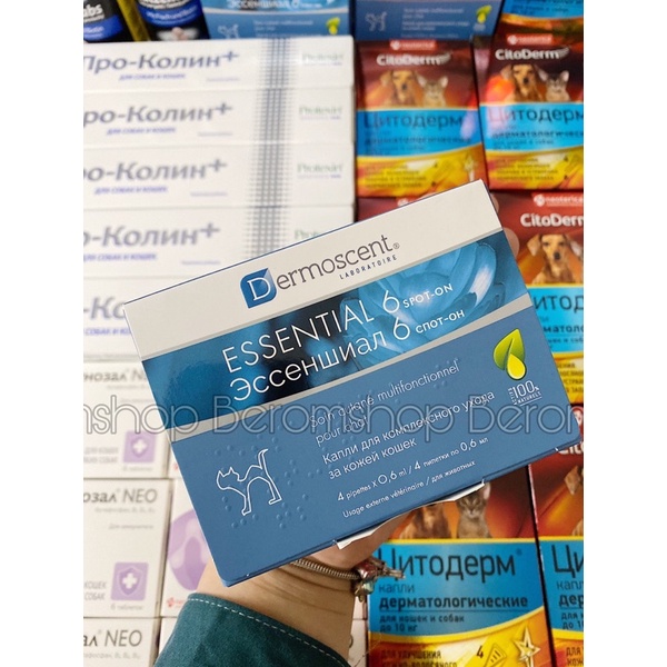 [Mã PET50K giảm Giảm 10% - Tối đa 50K đơn từ 250K] NHỎ GÁY KÍCH MỌC LÔNG, GIẢM GÀU ESSENTIAL 6 SPOT-ON 4 TUÝP NHẬP NGA