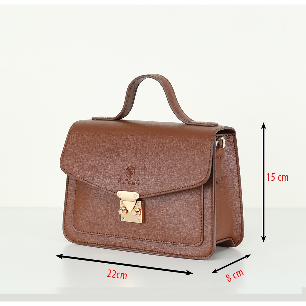 Túi xách nữ thời trang Elenda gắn khóa vàng: TXE007