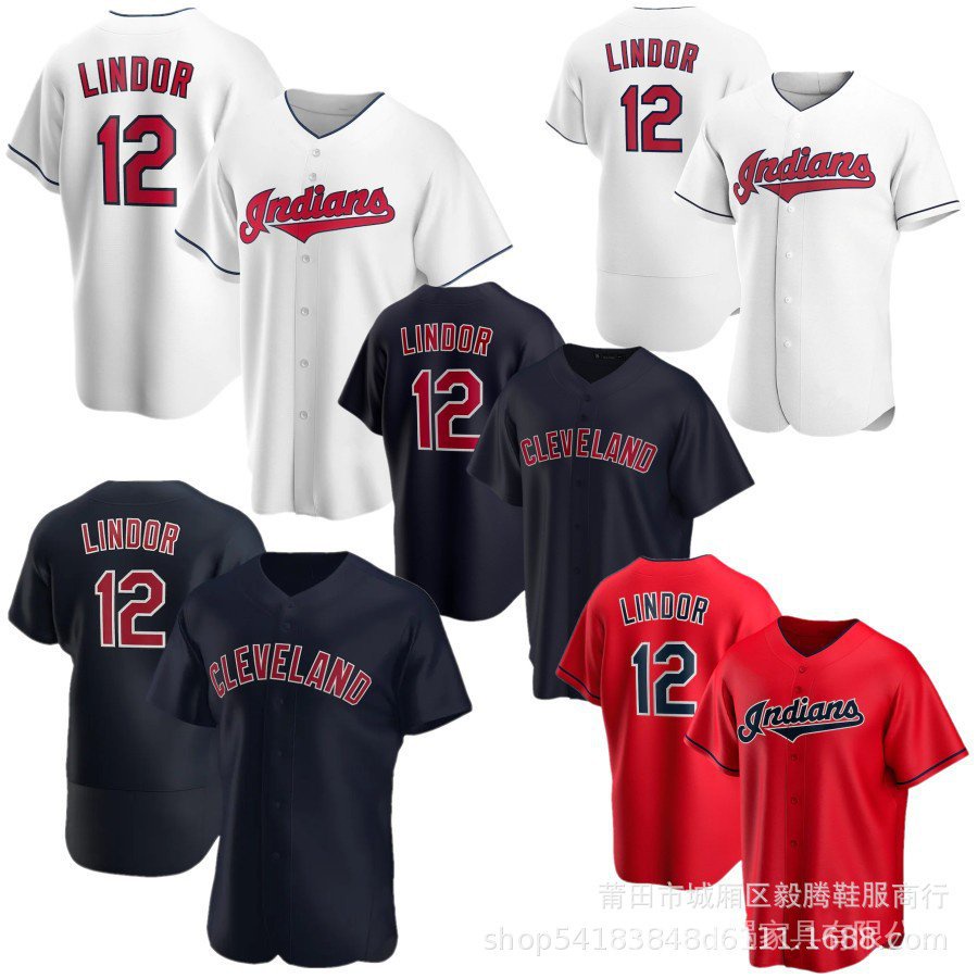 Mlb Áo Đồng Phục Bóng Chày Kiểu Ấn Độ Cá Tính #12 Áo Sơ Mi Francisco Lindor