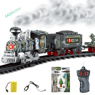 RC Conveyance Rail Car Electric Steam Smoke Track Train Simulation Rechargeable Set Model for Toy