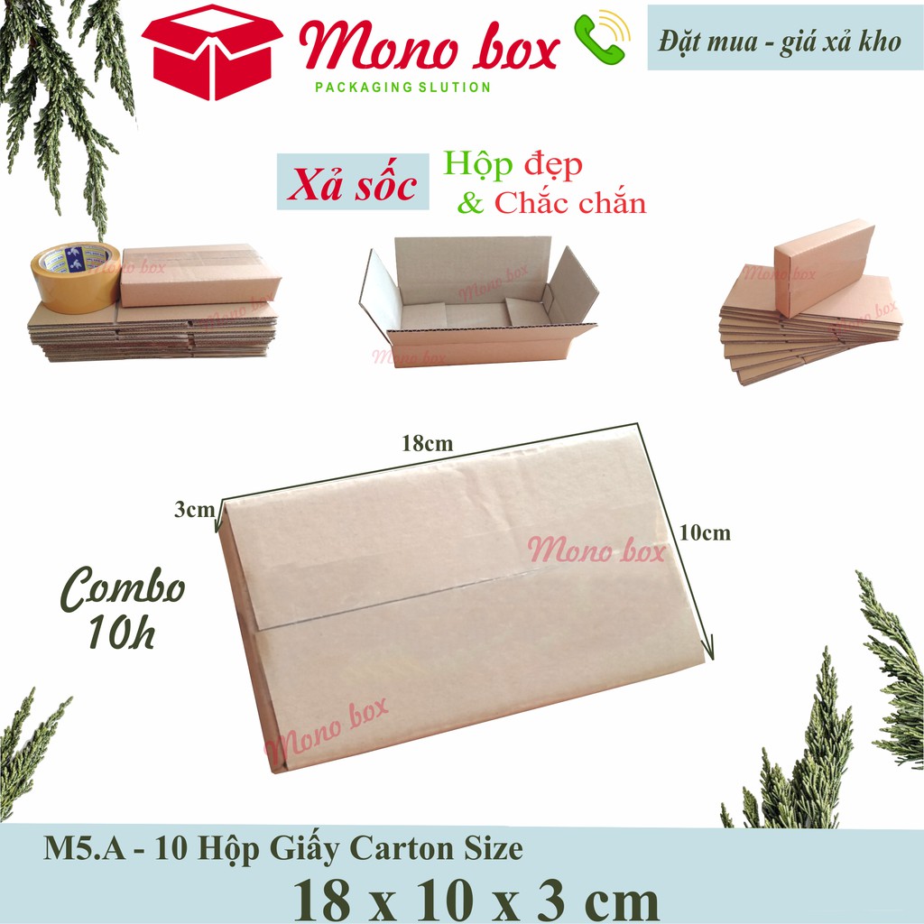 Bộ 10 thùng hộp giấy carton 18x10x3