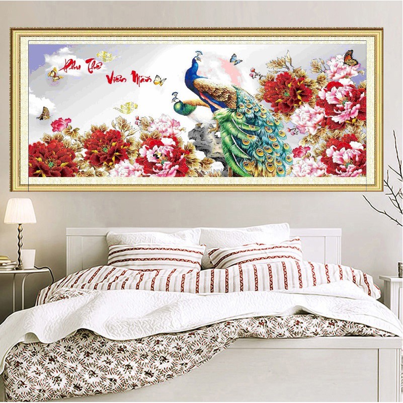 Tranh thêu chữ thập Phu Thê Viên Mãn MN0033-148x71cm