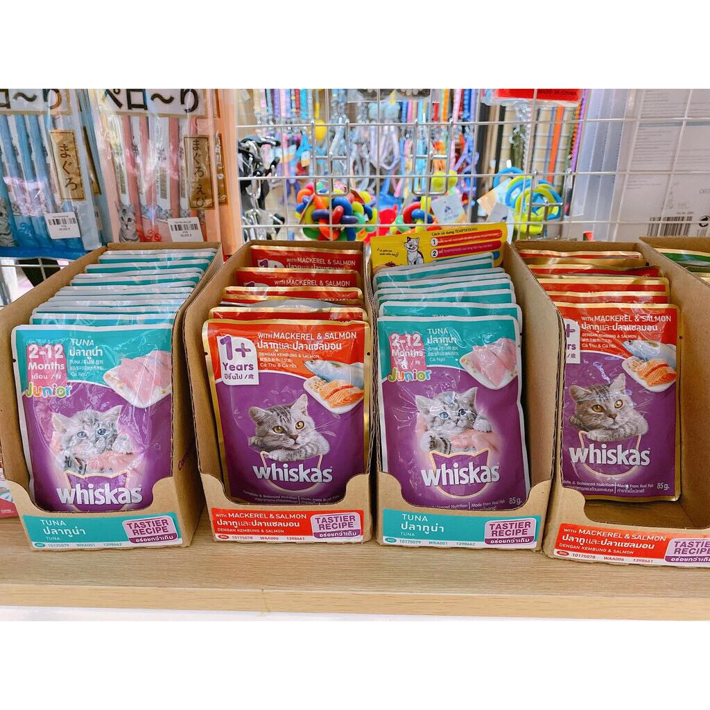 Pate WHISKAS mèo con, mèo trưởng thành gói 80g, giàu dinh dưỡng với 8 hương vị. Tpetshop