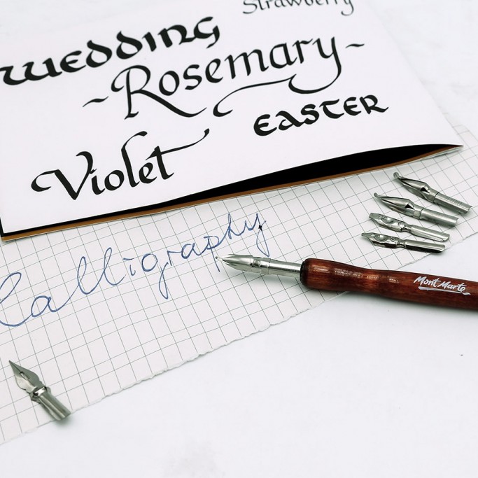 [DA ĐEN] Bộ Bút Sắt Signature Calligraphy Mont Marte 9 Ngòi