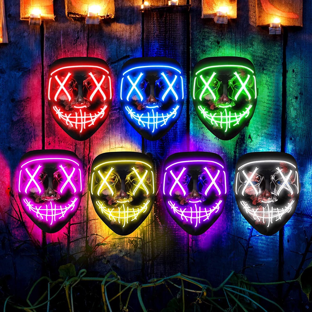 Mặt Nạ Đèn LED Nhiều Màu Sắc Hóa Trang Halloween