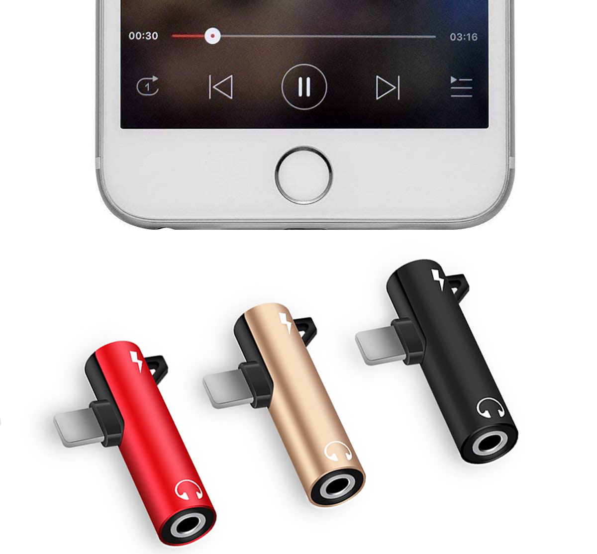 Đầu Chuyển Đổi Âm Thanh Tai Nghe 2 Trong 1 Jack Cắm 3.5mm Cho Iphone