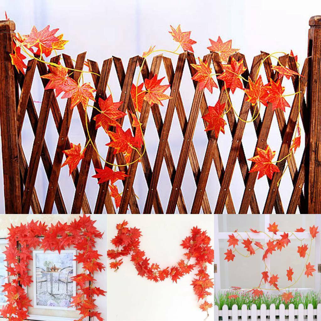Dây Lá Phong Giả Dài 2.4M Dùng Trang Trí Tiệc Cưới / Giáng Sinh / Halloween / Giáng Sinh