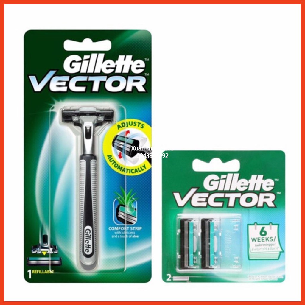 Bộ Dao Cạo Râu + 2 lưỡi Dao Cạo Gillette Vector