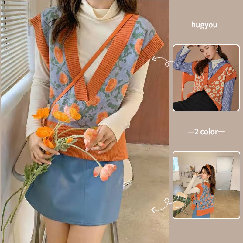 Áo len không tay cổ chữ v dáng rộng thiết kế mới thời trang dành cho nữ