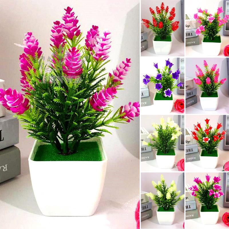 Artificial Plant Home Office Tabletop Plastic Fake Welcoming Desk Wedding Lily flower Pinecone 18cm Potted Beautiful