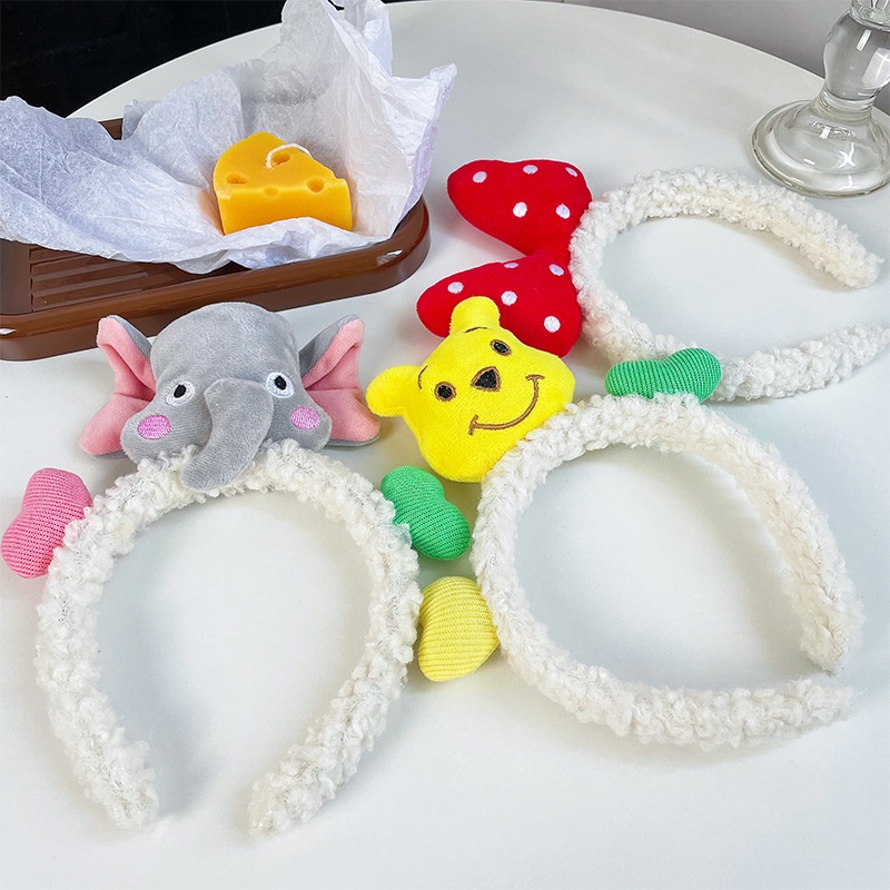 Băng Đô Cài Tóc Hình Gấu/Voi Hoạt Hình Nhồi Bông Dễ Thương Cho Bé