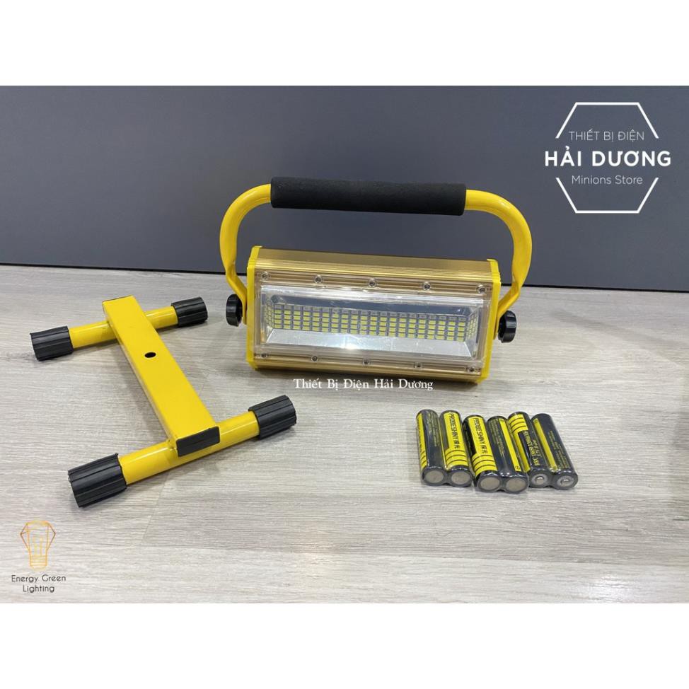 Pha Led Siêu Sáng Di Động 100w Pin Sạc Tích Điện W812 - Dung Lượng Pin Lớn - 4 Chế Độ Sáng - Có video