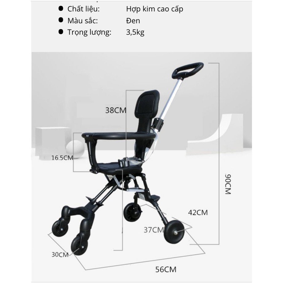 Xe đẩy cho bé gấp gọn siêu nhẹ 3.5KG DU LỊCH 2-WAY REST BABY