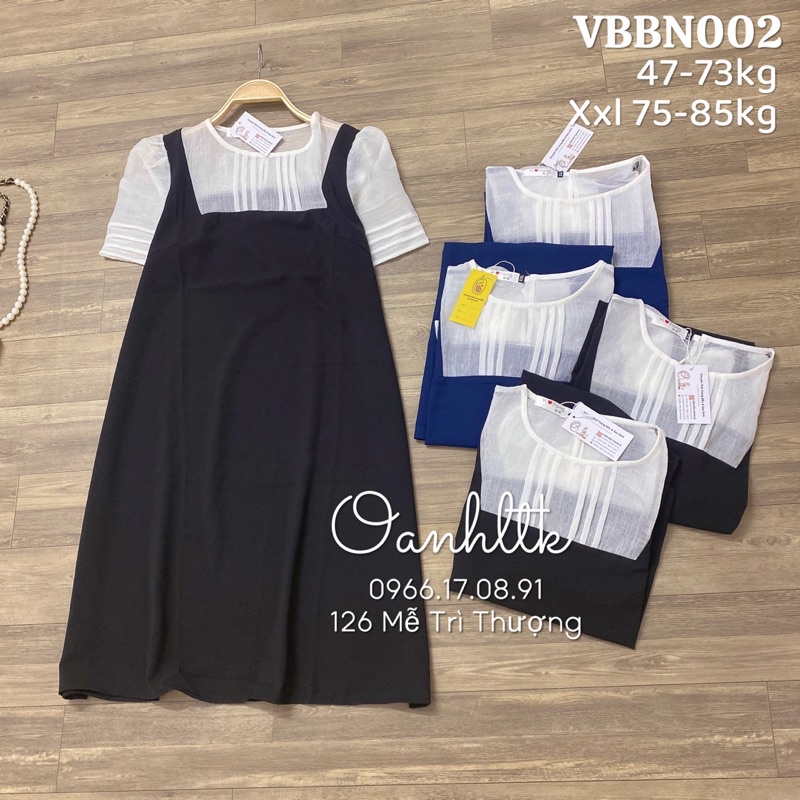 ( 47-85kg) ĐẦM BẦU CÔNG SỞ - Váy bầu pha trắng giả yếm 2 ly có sẵn tại shop oanhltk