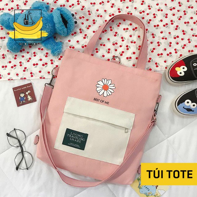 [FREESHIP] Túi tote nữ, túi vải phong cách Hàn quốc đựng vừa A4 - HOA CÚC BEST OF ME