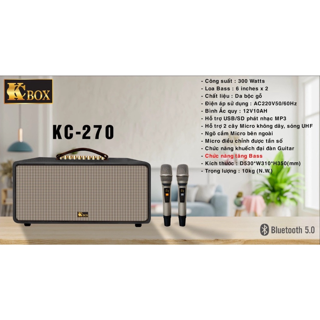 Loa Kéo Karaoke Xách Tay KCBox KC 270 Cao Cấp, Đủ 2 Màu