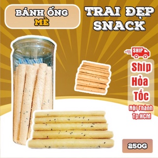 Xả kho bánh ống mè 250g hủ pet - trai đẹp snack