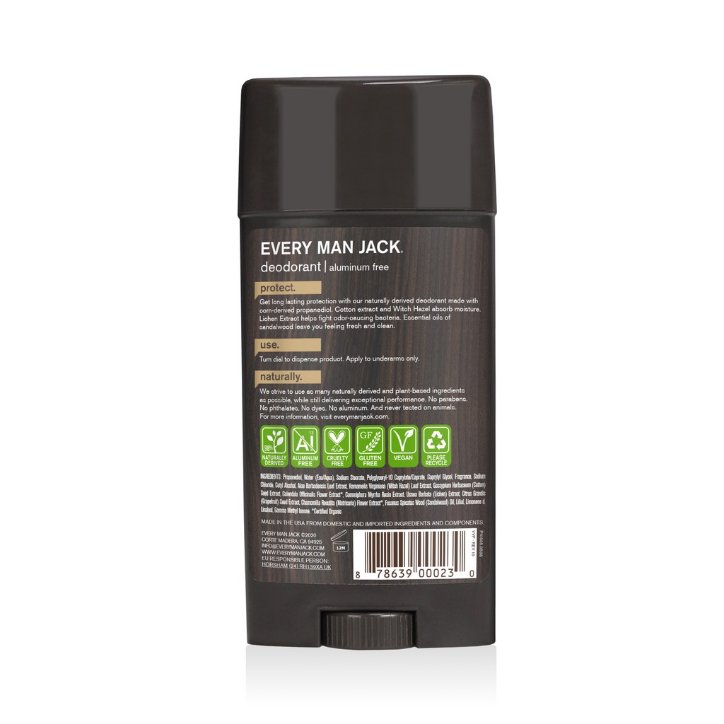 [FREESHIP-HÀNG AUTH] Lăn Sáp Khử Mùi Every Man Jack Sandalwood ( Tránh Dị Ứng )