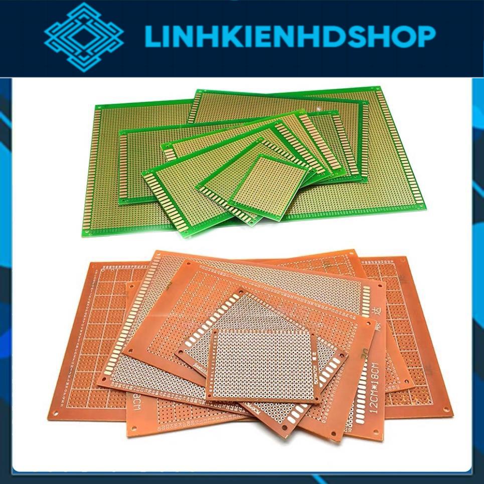 Phíp đồng đục lỗ hàn mạch/ PCB đục lỗ hàn mạch/ Testboard cắm hàn 1 mặt phíp gỗ và thủy tinh/ đầy đủ kích thước A1