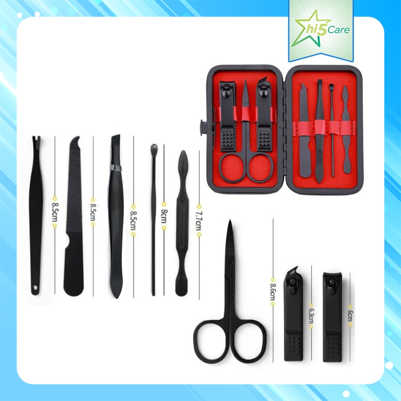 Bộ Bấm Móng Tay Chân 7 Món Tiện Dụng Cao Cấp bằng thép không gỉ #den