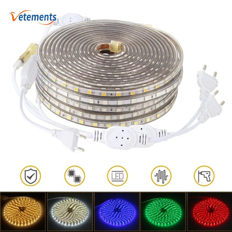 Dây Đèn Led 1m 220v Chống Nước 3014 Smd Trang Trí Trong Nhà Và Ngoài Trời